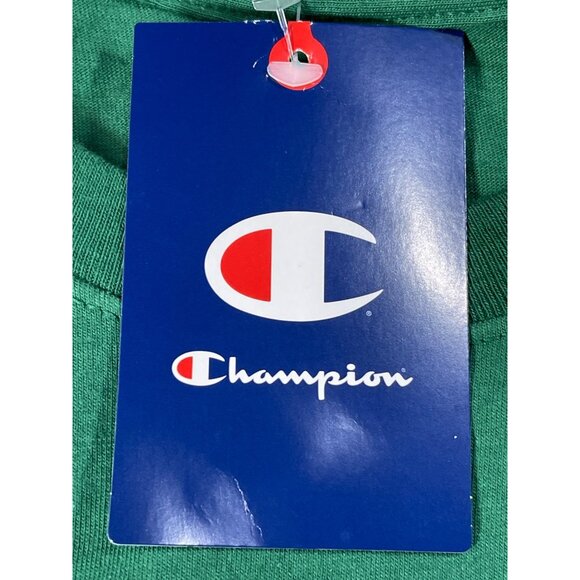 Champion Mens Green Crewneck T-Shirt Medium Cotton Short Sleeve Casual Wear - Picture 12 of 12